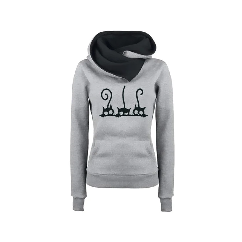 Cat Prined Oversized Hoodie