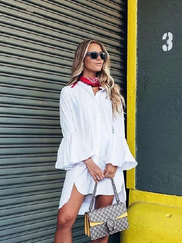 Cozy White High-Low Dress