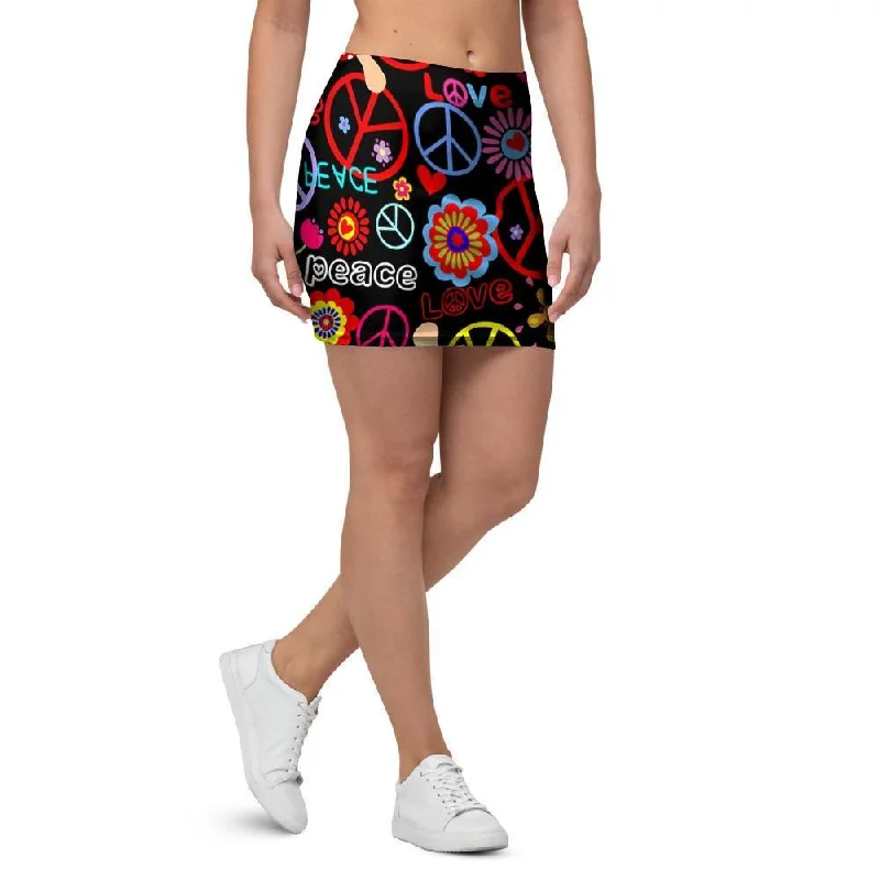 Hippie Peace Sign Mini Skirt