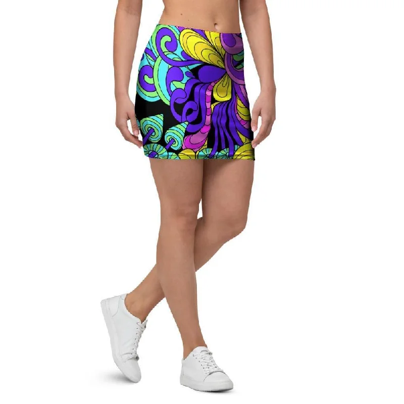 Hippie Psychedelic Mushroom Mini Skirt