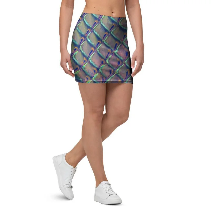 Holographic Snakeskin Print Mini Skirt