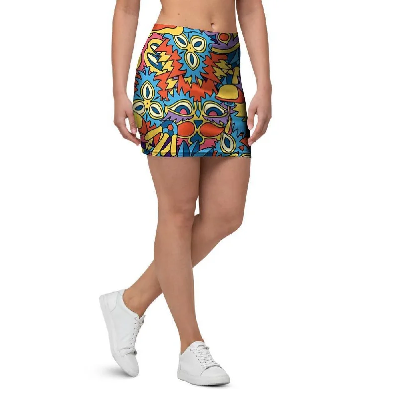 Jungle Hippie Psychedelic Trippy Mini Skirt