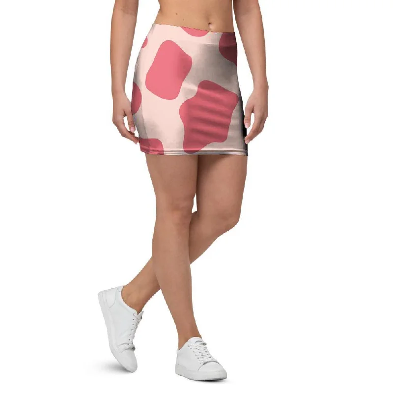 Light Pink Cow Print Mini Skirt