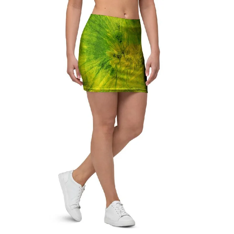 Lime Green Tie Dye Mini Skirt