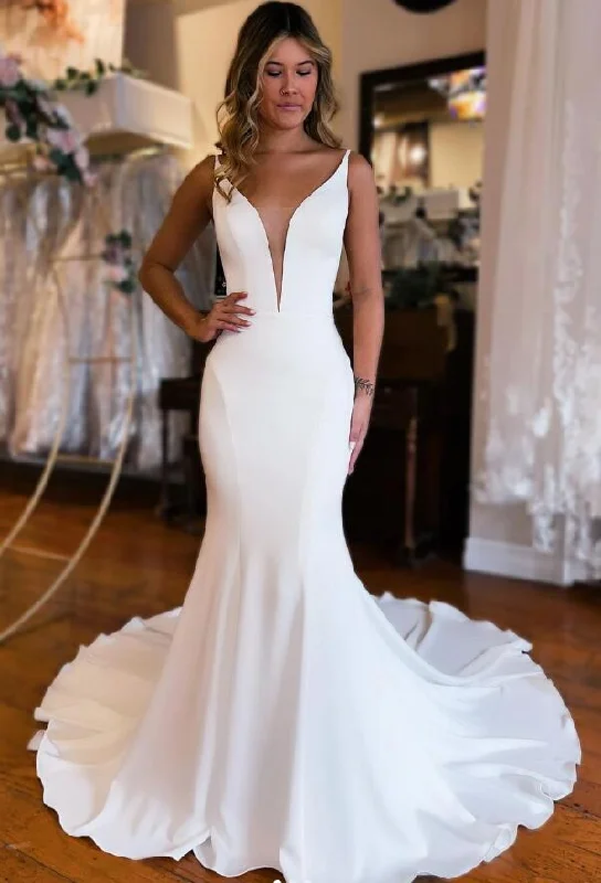 Sexy Open Back Chiffon Beach Wedding Dresses