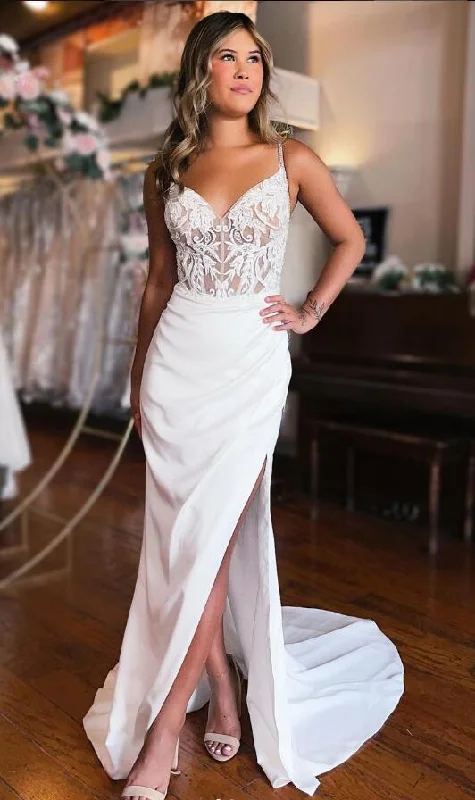 Sexy Wedding Dresses with Slit,Bridal Dresses