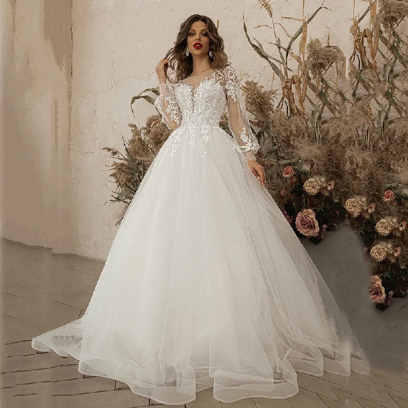 Cinessd Back to school outfit Wedding Dress 2022 For Women Lace Wedding Gowns Appliques For Bridal Dress Elegant Tullle Gown  Robe De Mariée Customize Made