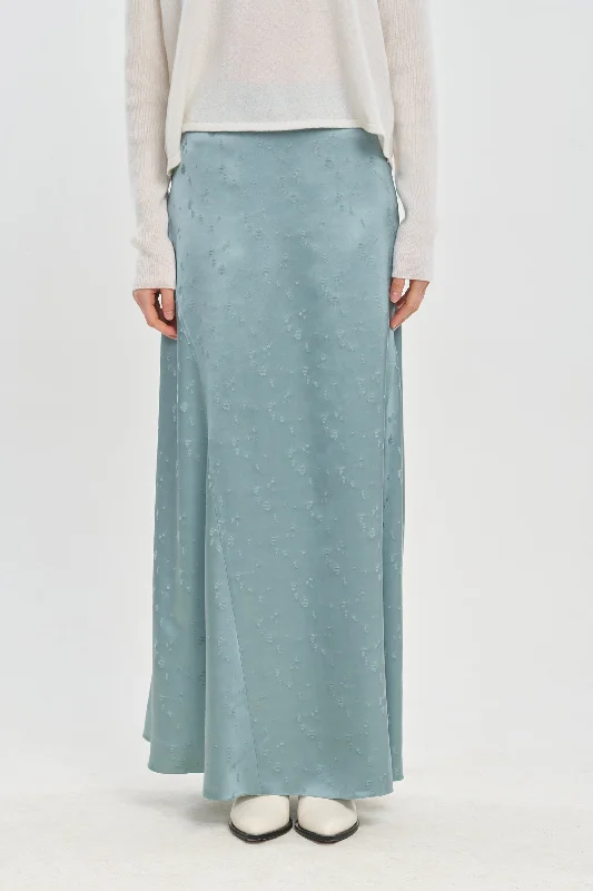 Light blue viscose jacquard fluid skirt