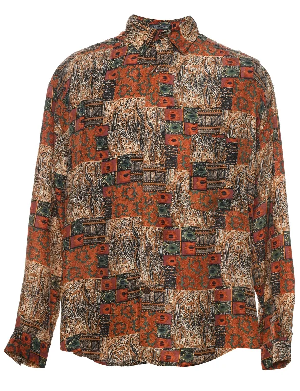 1990s Paisley Print Multi-Colour Long-Sleeve Shirt - L