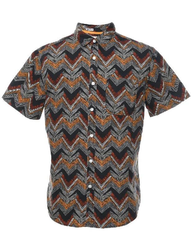 1990s Short Sleeve Patterned Multi-Colour Shirt - L