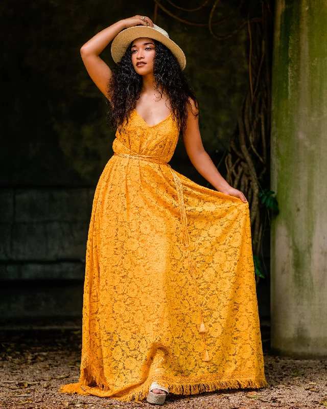 Freya Mustard Lace Dress (Adult)