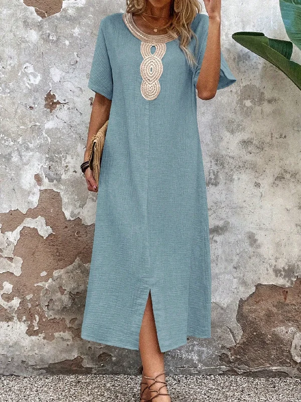 Amy Fashion - Lace Split Hem Tunic Dress