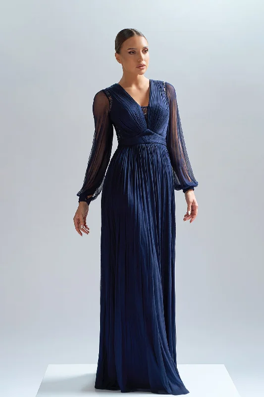 Hand pleated silk tulle dress