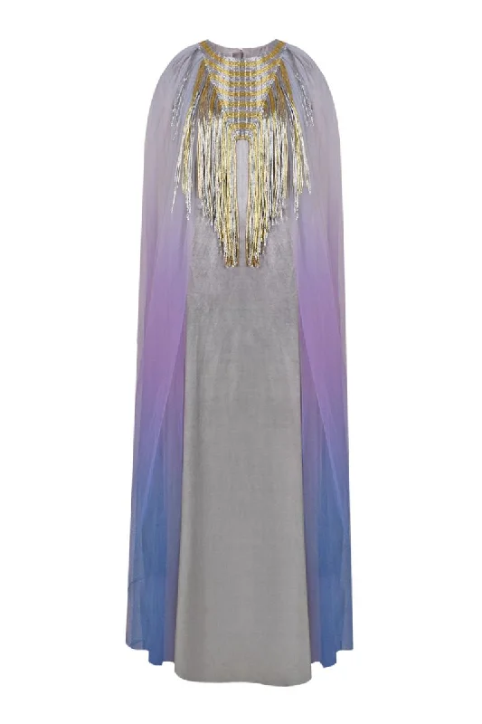 SILVER TRIANGULAR METALLIC TULLE KAFTAN