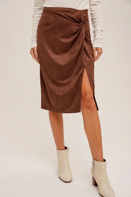 Twist & Shout Suede Midi Skirt